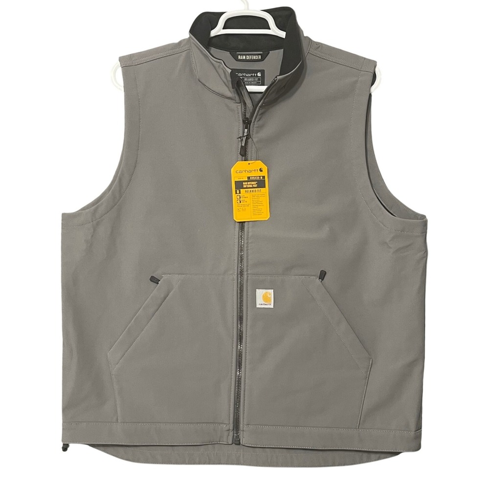Carhartt Mens Rain Defender Softshell Vest Gray Relaxed Fit XL 106439-STL NEW